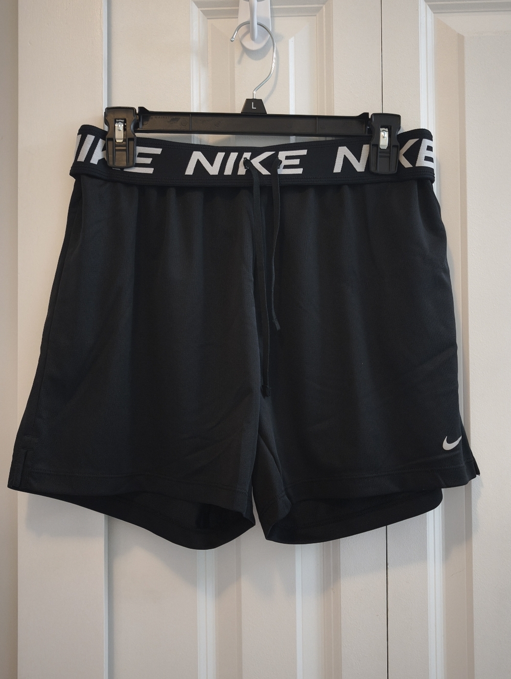 Women's Nike Dri-Fit Black Athletic Shorts with Logo Waistband - M